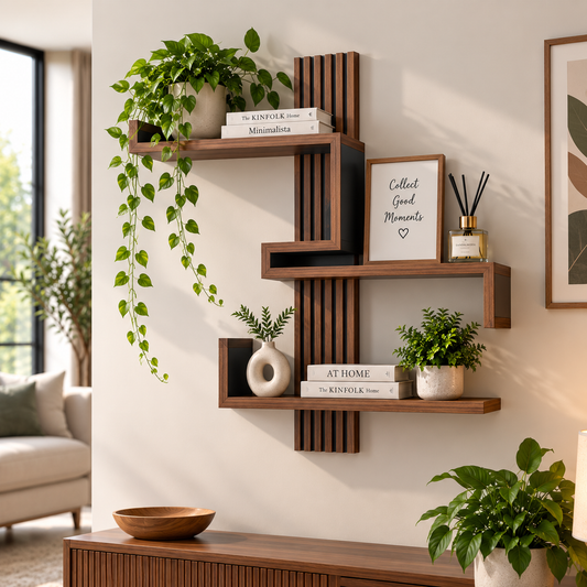 Solid Wood 3-Tier Wall-Mounted Accent Shelf
