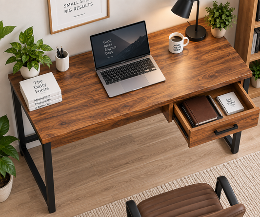 Vanshree Solid Wood Iron Study Table with Drawer