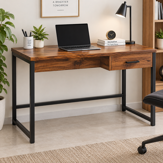 Vanshree Solid Wood Iron Study Table with Drawer