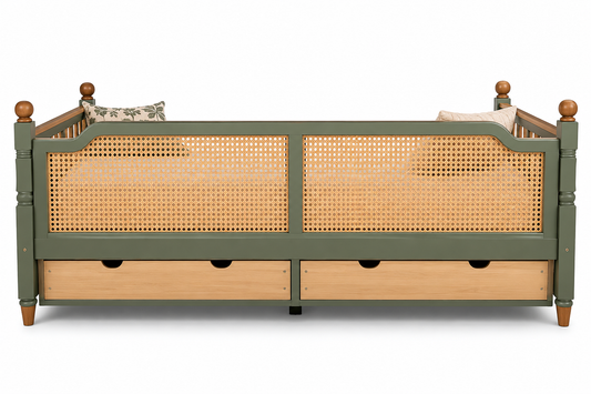 French Style Rattan Daybed with Trundle Sofa Bed