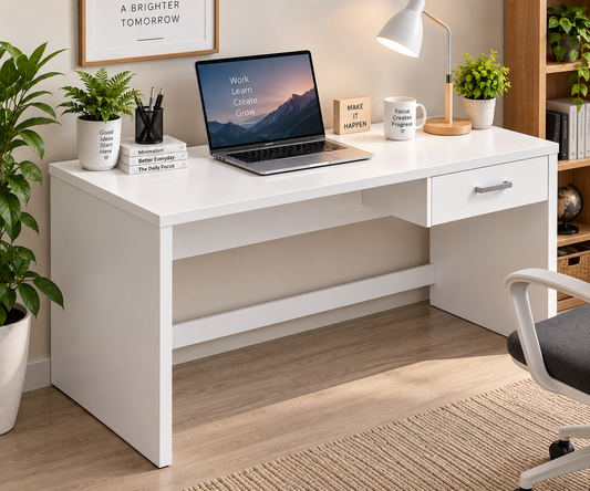 Vanshree White Wooden Study and Computer Table, Table for Home & Office, Multipurpose Table