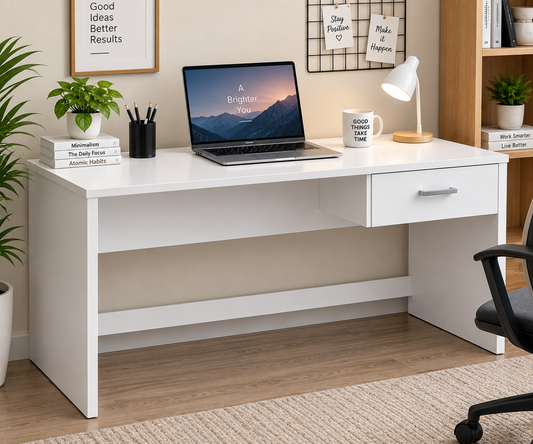 Vanshree White Wooden Study and Computer Table, Table for Home & Office, Multipurpose Table