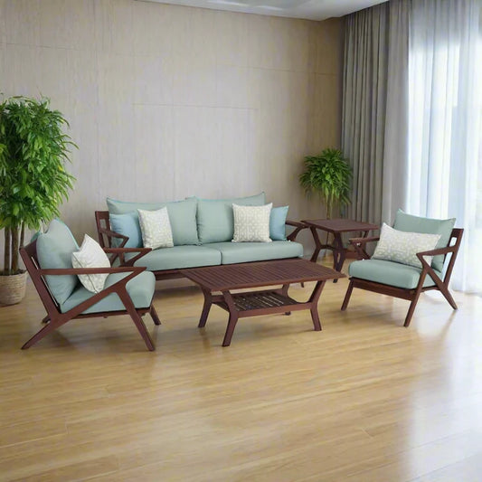 Solid Wood Sofa Set – Premium Wooden Living Room Sofa