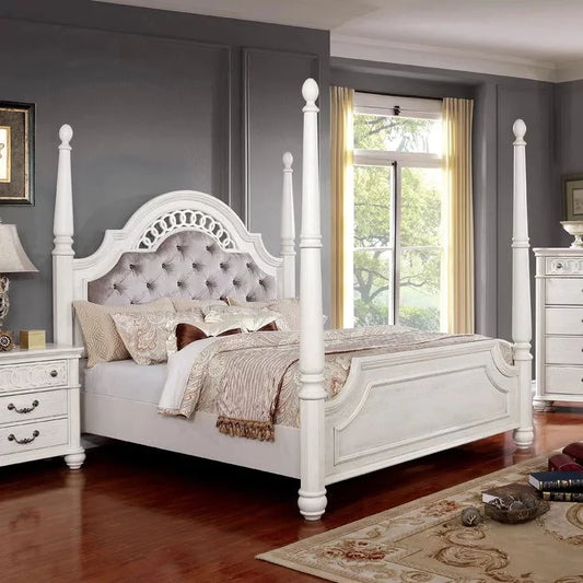 Stylewood Royal Poster Bed with Upholstered Headboard