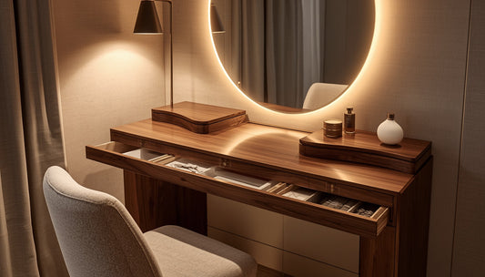 Classic Golden Console Table in Metal & Sheesham Wood