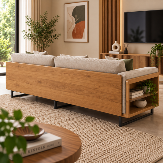Japanese Style Retractable Solid Wood Sofa Bed