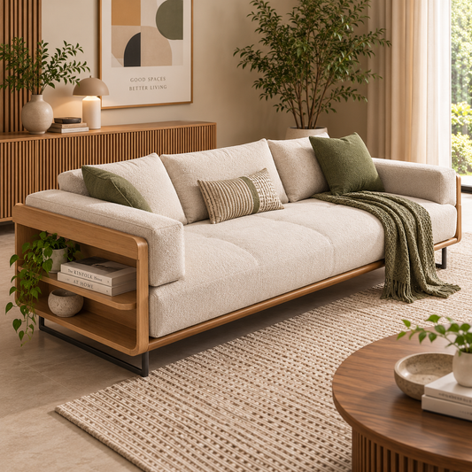 Japanese Style Retractable Solid Wood Sofa Bed