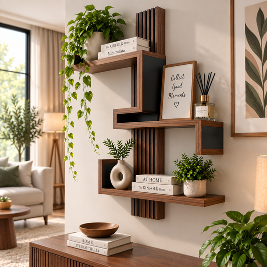 Solid Wood 3-Tier Wall-Mounted Accent Shelf