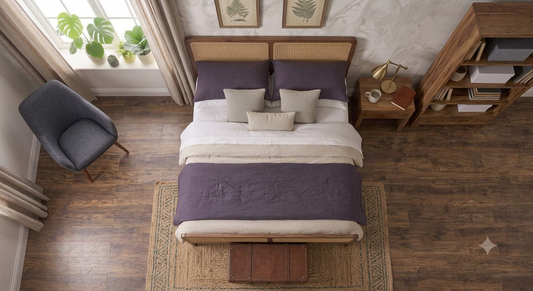 Rich Solid Wood Natural Cane Without Storage Bed