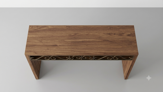 Classic Golden Console Table in Metal & Sheesham Wood