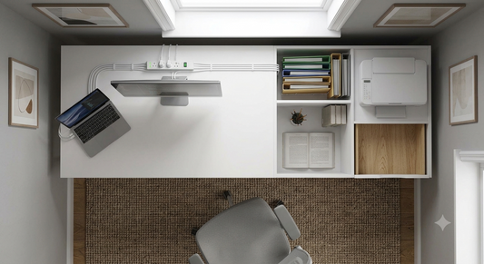 Vanshree Solid Wood Reversible White L Shaped PU Computer Table for Home & Office