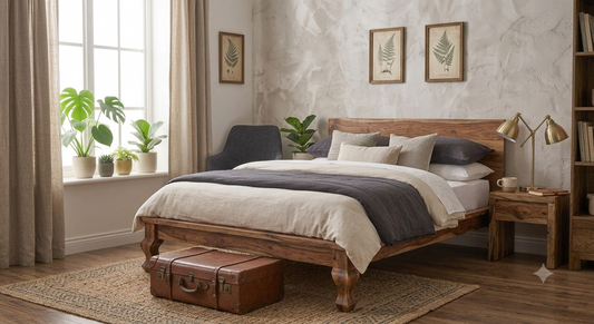 Solid Wood Vintage Legs Design Platform Bed