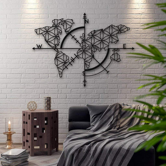 Iron Wall-Mounted Compass Yantra Sculpture Wall Art
