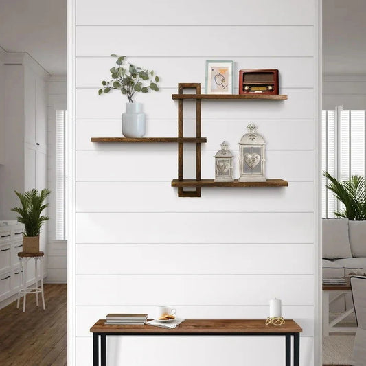 Solid Wood 3-Tier Wall-Mounted Accent Shelf