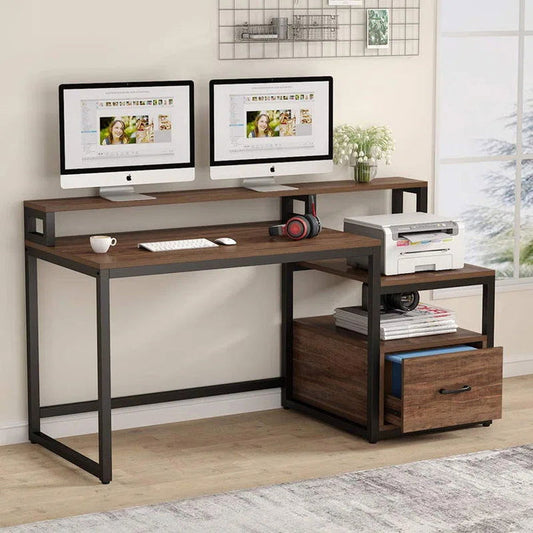 Vanshree Solid Wood Iron Study Table with Drawer