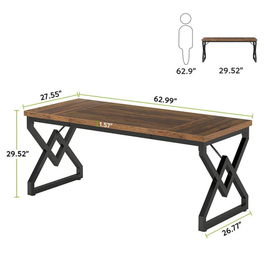 Vanshree Sheesham Wood & Metal Frame Study & Computer Table